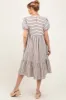 Beige Striped Short Sleeve Maternity Midi Dress sold by Pinkblush