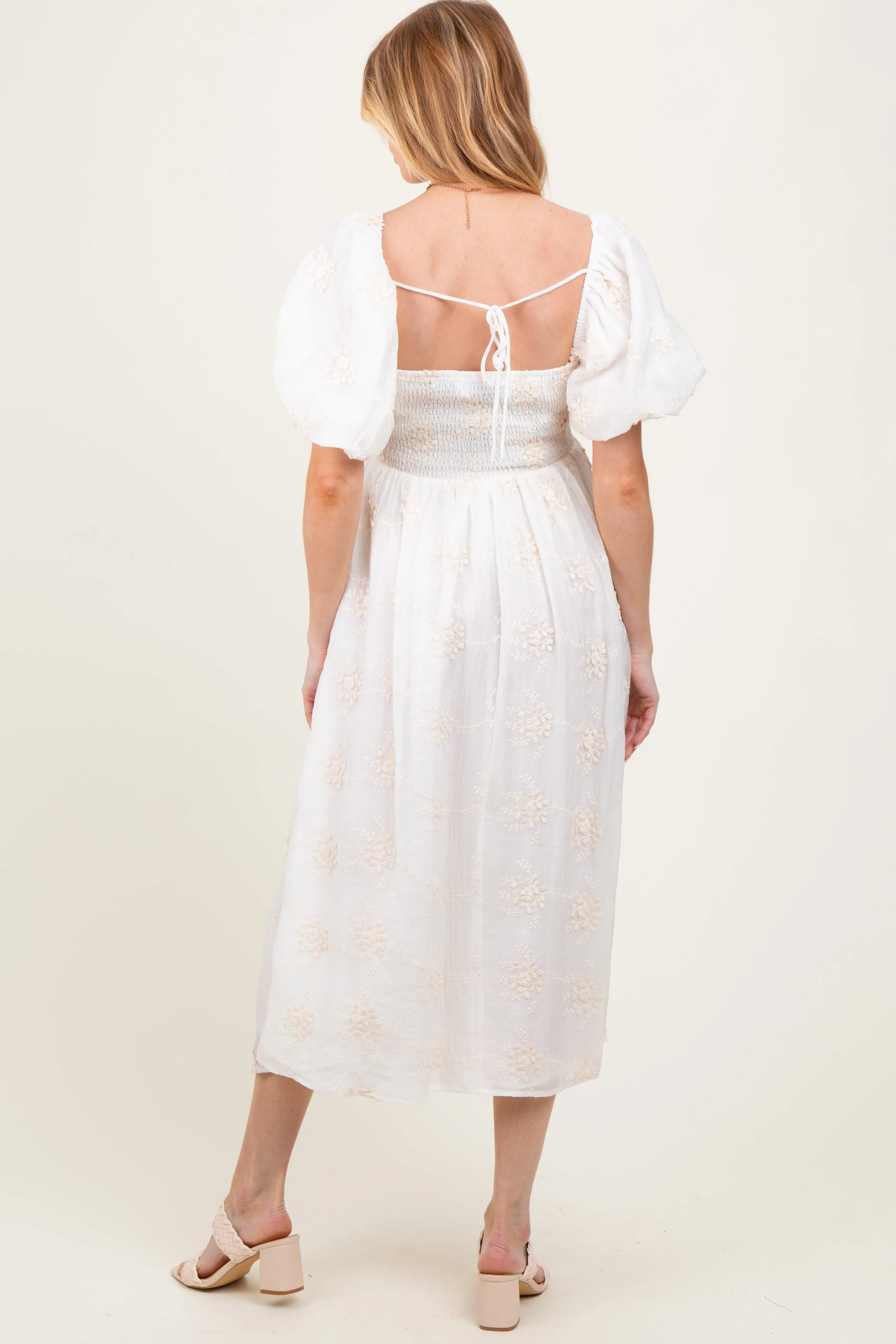 White Textured Maternity Midi Dress sold by Pinkblush product image thumbnail 3