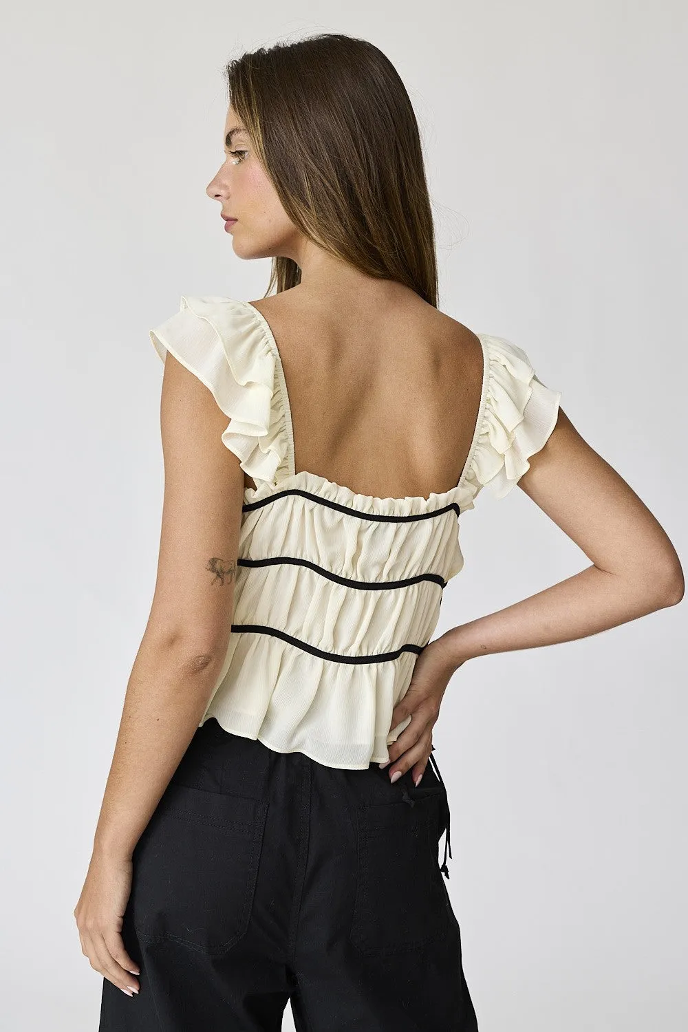 Cream Ruffled Side Tie Top sold by Pinkblush product image thumbnail 3