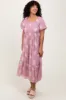 Mauve Floral Print Ruffle Hem Midi Dress sold by Pinkblush