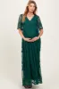 Green Lace Mesh Overlay Maternity Maxi Dress sold by Pinkblush