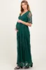 Green Lace Mesh Overlay Maternity Maxi Dress sold by Pinkblush