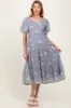 Light Blue Floral Embroidered Tiered Maternity Midi Dress sold by Pinkblush