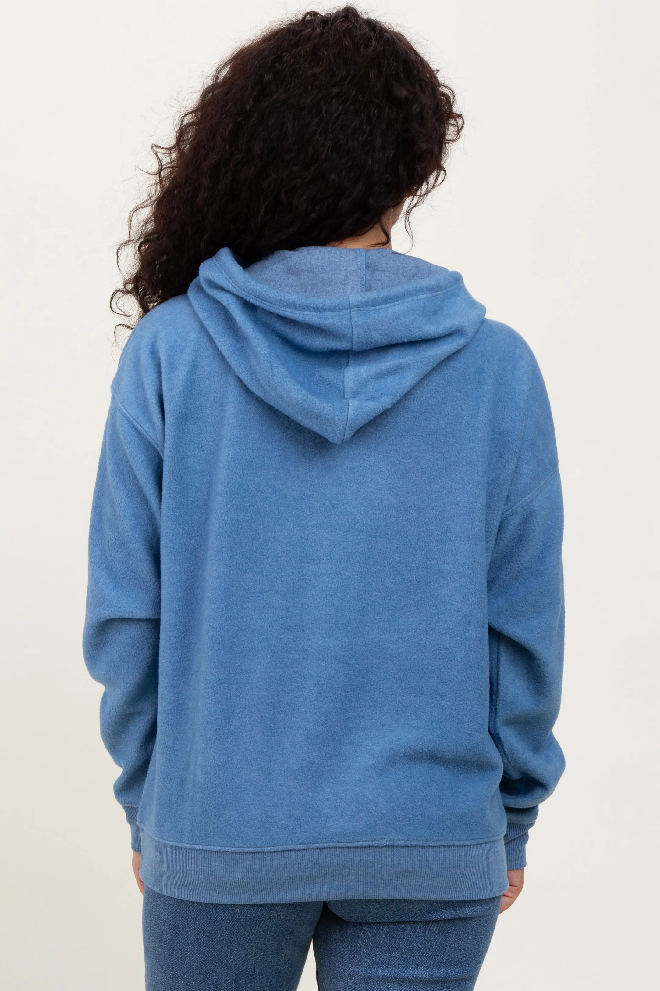 Blue Brushed Knit Oversized Hoodie sold by Pinkblush product image thumbnail 4
