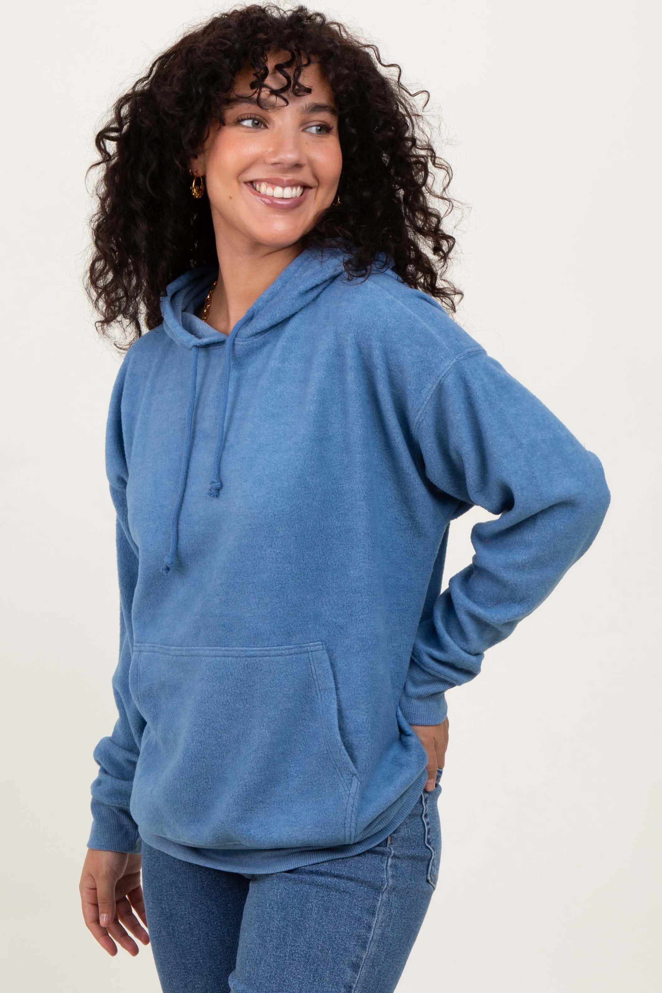 Blue Brushed Knit Oversized Hoodie sold by Pinkblush