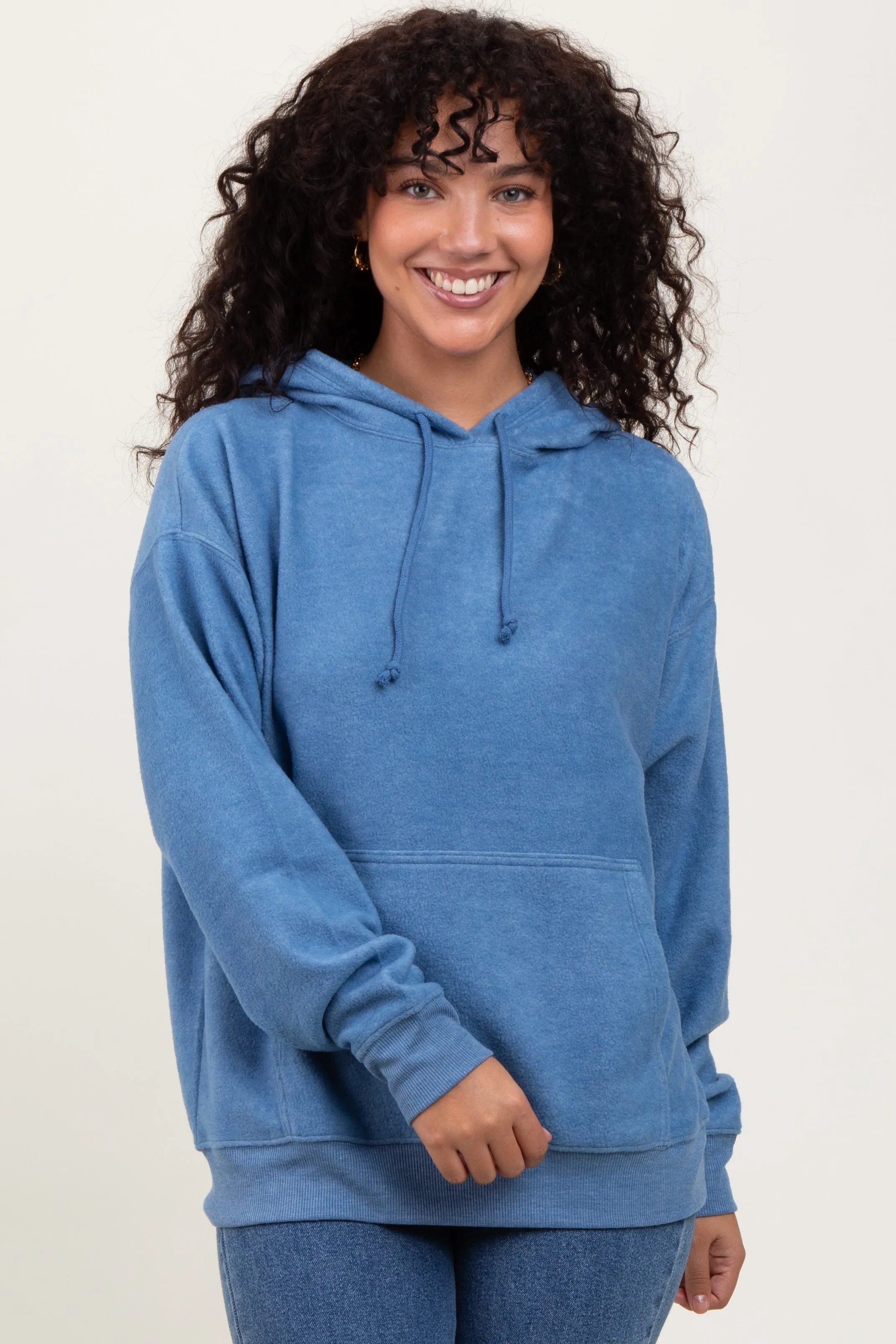 Blue Brushed Knit Oversized Hoodie sold by Pinkblush product image thumbnail 2