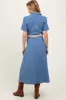 Blue Chambray Button Down Maternity Midi Shirt Dress sold by Pinkblush