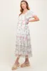 Ivory Floral Mesh Smocked Maternity Midi Dress sold by Pinkblush
