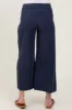Navy Striped Drawstring Linen Blend Maternity Wide Leg Pants sold by Pinkblush