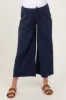 Navy Striped Drawstring Linen Blend Maternity Wide Leg Pants sold by Pinkblush