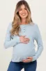 Light Blue Brushed Knit Henley Maternity Top sold by Pinkblush