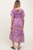 Peach Tropical Floral Smocked Tie Back Maternity Maxi Dress sold by Pinkblush