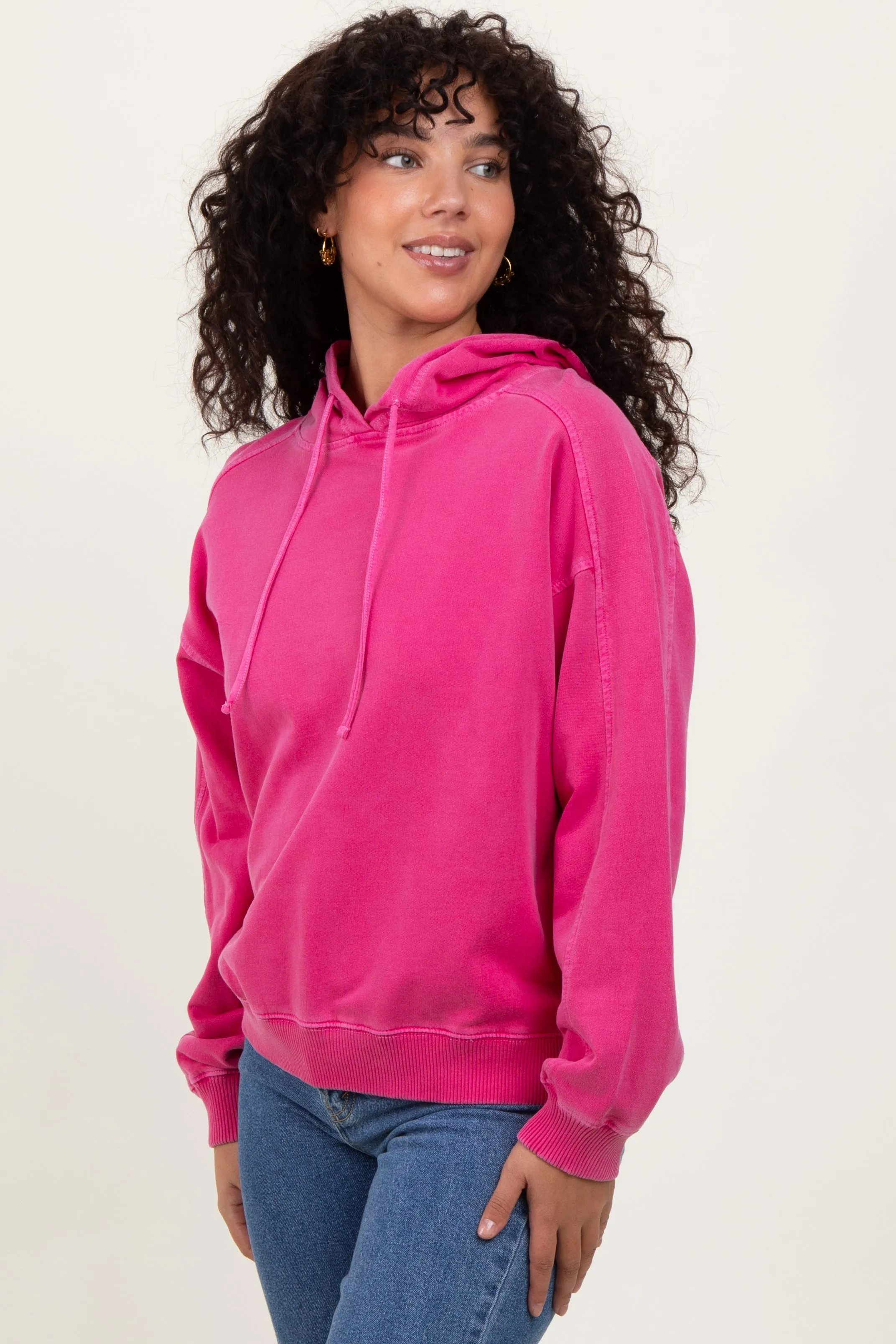Fuchsia French Terry Hooded Sweatshirt sold by Pinkblush product image thumbnail 3