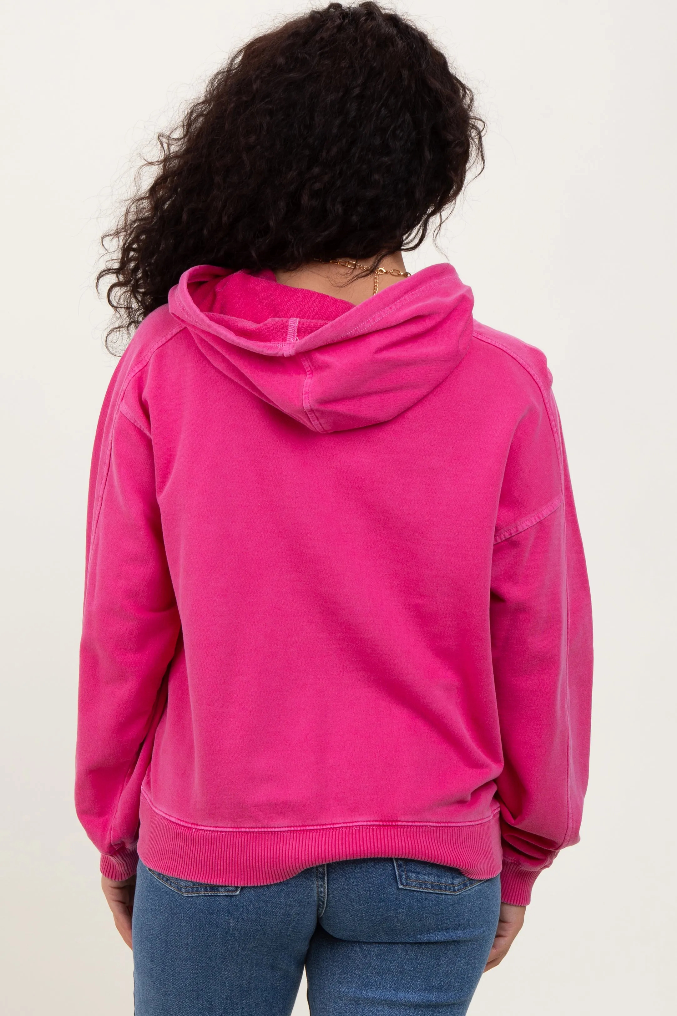 Fuchsia French Terry Hooded Sweatshirt sold by Pinkblush product image thumbnail 4