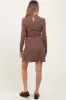 Mocha Textured Knit Ruffle Neck Long Sleeve Maternity Mini Dress sold by Pinkblush