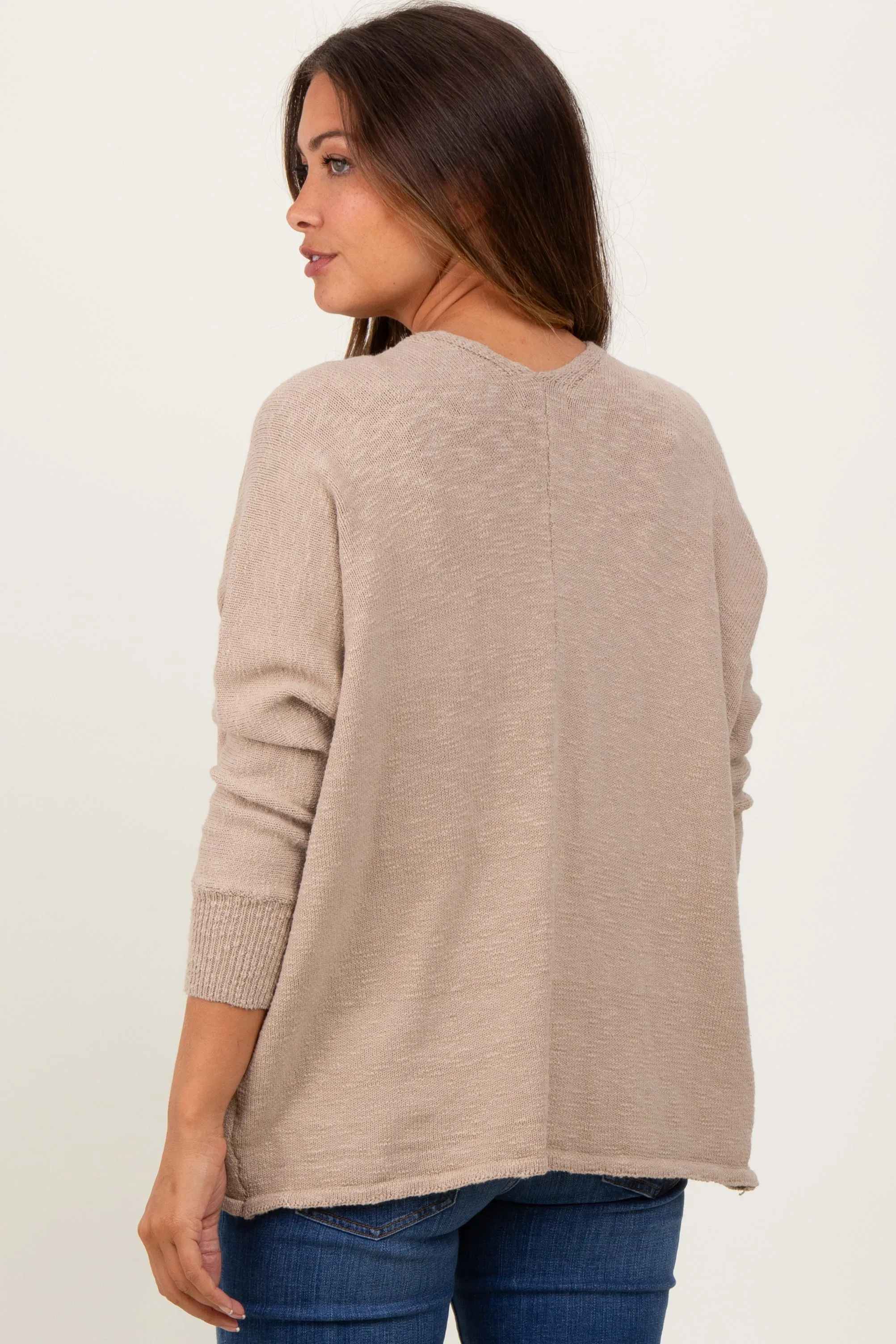 Taupe Slub Knit Open Maternity Cardigan sold by Pinkblush product image thumbnail 3