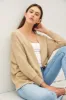 Taupe Slub Knit Open Maternity Cardigan sold by Pinkblush