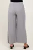 Grey Linen Frayed Hem Crop Maternity Pants sold by Pinkblush