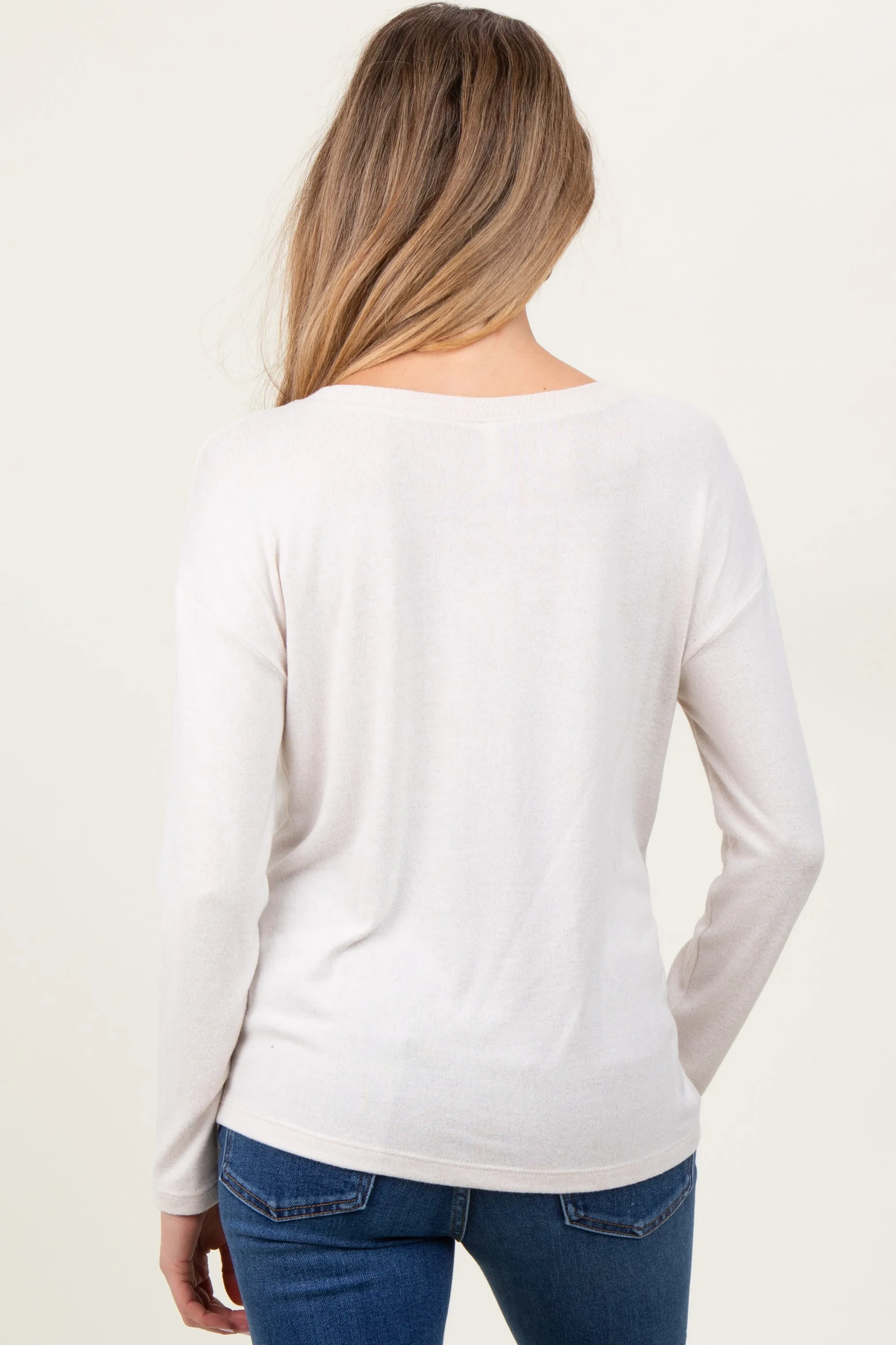 Cream Brushed Knit Henley Maternity Top sold by Pinkblush product image thumbnail 4