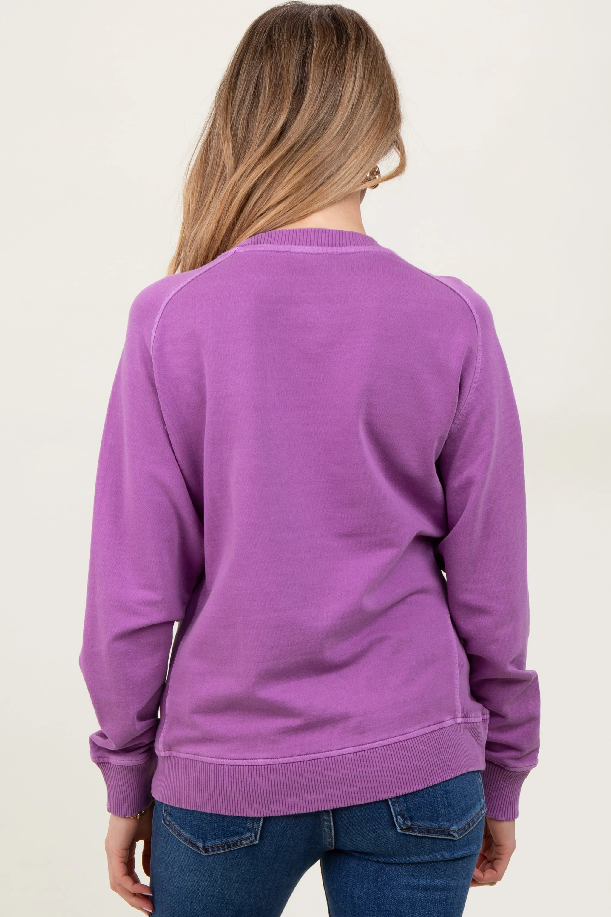 Plum French Terry Vintage Wash Maternity Pullover sold by Pinkblush product image thumbnail 4
