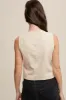 Natural Fitted Linen Vest With Pockets sold by Pinkblush