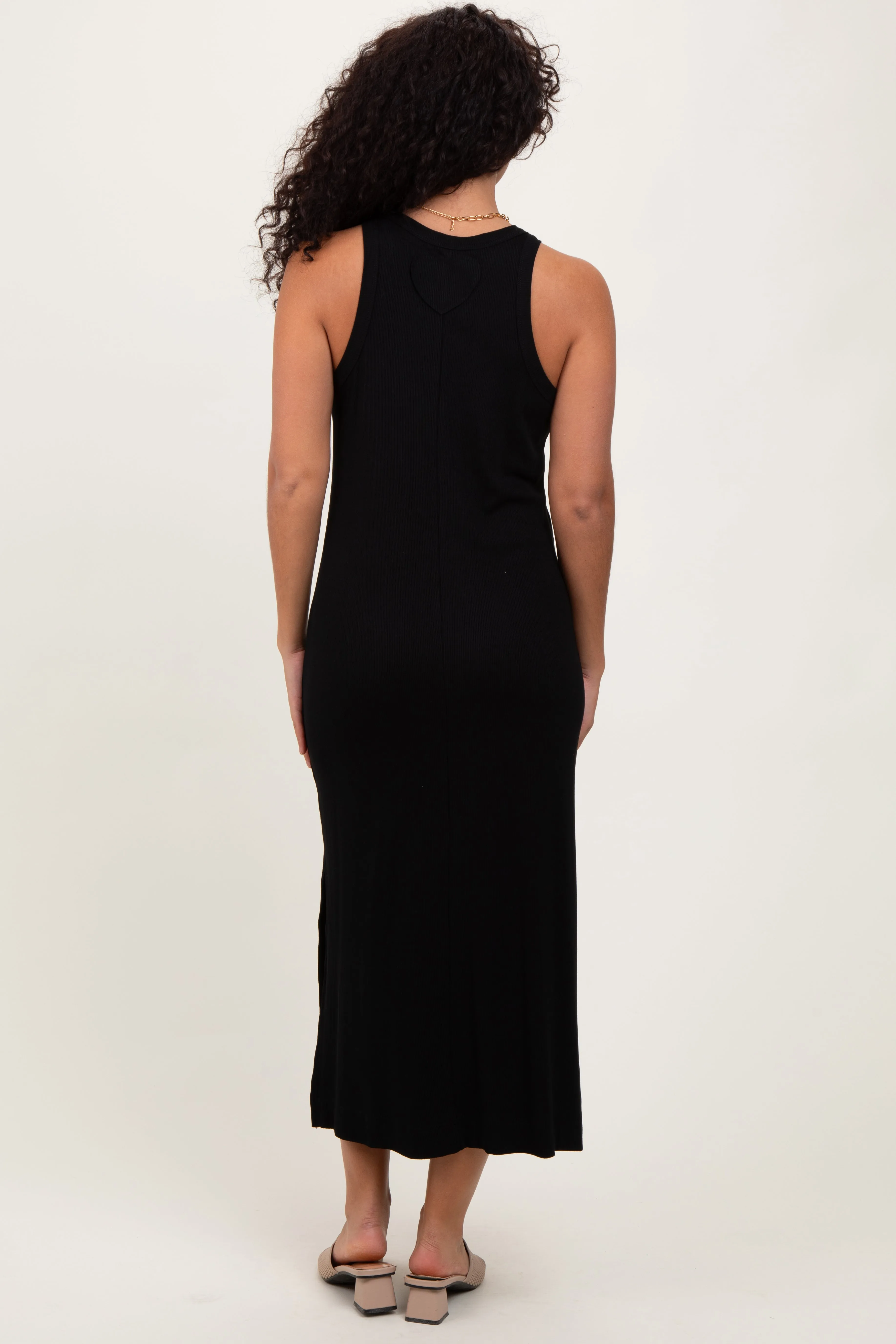 Black Sleeveless Side Slit Midi Dress sold by Pinkblush product image thumbnail 4