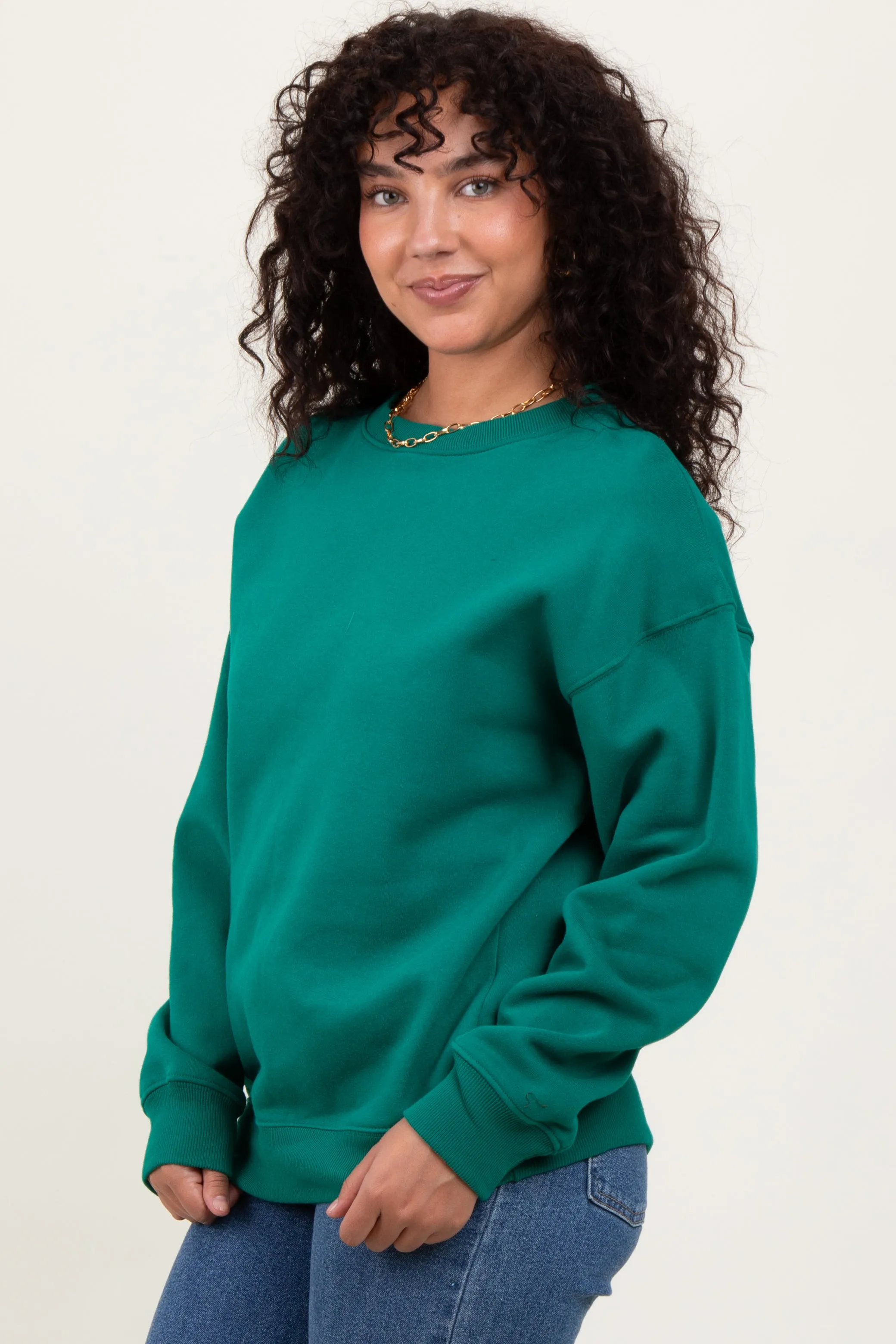 Forest Green Basic Fleece Crewneck Sweatshirt sold by Pinkblush product image thumbnail 2