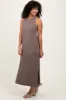 Mocha Sleeveless Side Slit Midi Dress sold by Pinkblush