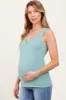 Sage Solid Ribbed V-Neck Maternity Tank Top sold by Pinkblush
