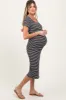 Black White Basic Stripe Rib Short Sleeve Maternity Dress sold by Pinkblush