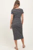 Black White Basic Stripe Rib Short Sleeve Maternity Dress sold by Pinkblush