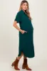Hunter Green Button Down Front Pocket Maternity Midi Dress sold by Pinkblush