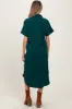 Hunter Green Button Down Front Pocket Maternity Midi Dress sold by Pinkblush