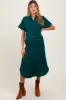 Hunter Green Button Down Front Pocket Maternity Midi Dress sold by Pinkblush