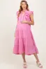 Pink Scallop Detail Tiered Maternity Midi Dress sold by Pinkblush