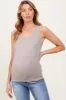 Mocha Melange Ribbed Fitted Maternity Tank Top sold by Pinkblush