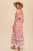 Pink Flounced Border Print Smocked Midi sold by Pinkblush