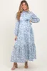 Light Blue Cotton Toile Print Button Down Maternity Maxi Dress sold by Pinkblush