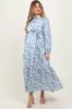 Light Blue Cotton Toile Print Button Down Maternity Maxi Dress sold by Pinkblush