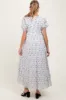 Ivory Tiered Floral Maternity Maxi Dress sold by Pinkblush