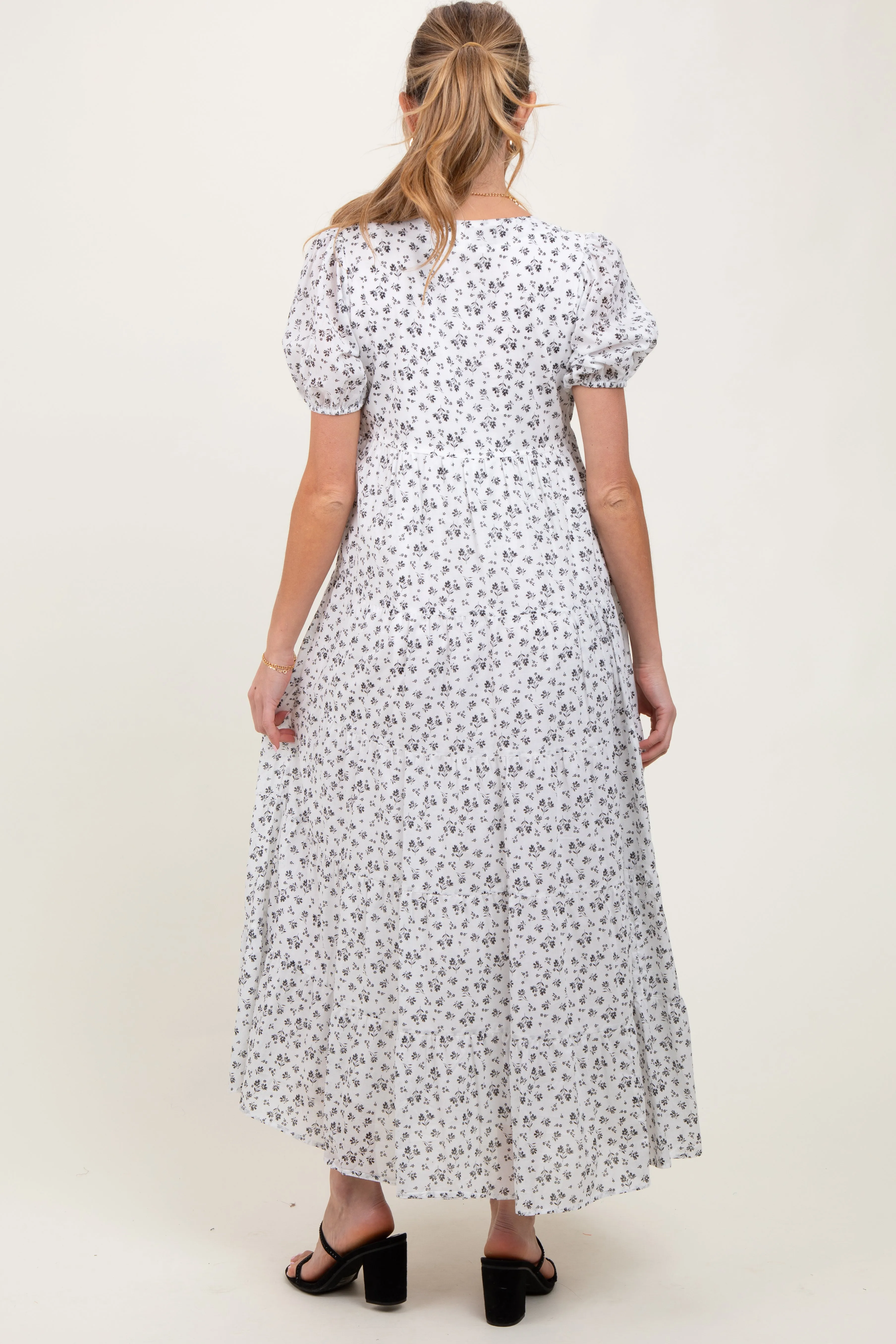 Ivory Tiered Floral Maternity Maxi Dress sold by Pinkblush product image thumbnail 4