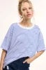 Royal Blue Striped Drop Shoulder Short Sleeve Top sold by Pinkblush