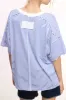 Royal Blue Striped Drop Shoulder Short Sleeve Top sold by Pinkblush