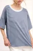 Light Navy Striped Drop Shoulder Short Sleeve Top sold by Pinkblush