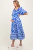Blue Floral Scallop Trim Maternity Midi Dress sold by Pinkblush