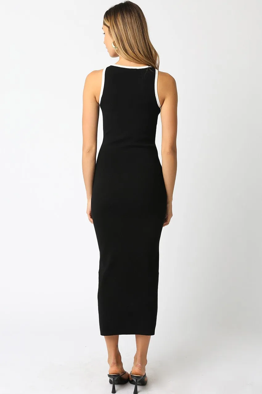 Black Knit Contrast Trim Midi Dress sold by Pinkblush product image thumbnail 3