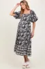 Black Floral Scallop Trim Maternity Midi Dress sold by Pinkblush