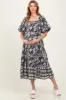Black Floral Scallop Trim Maternity Midi Dress sold by Pinkblush