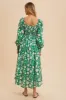Green Smocked Cotton Floral Maxi Dress sold by Pinkblush