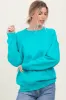 Turquoise Basic Fleece Crewneck Maternity Sweatshirt sold by Pinkblush